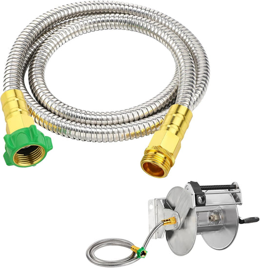 5ft Short Metal Garden Hose with Male to Female Connector