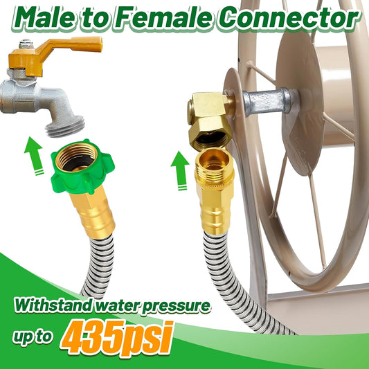 5ft Short Metal Garden Hose with Male to Female Connector