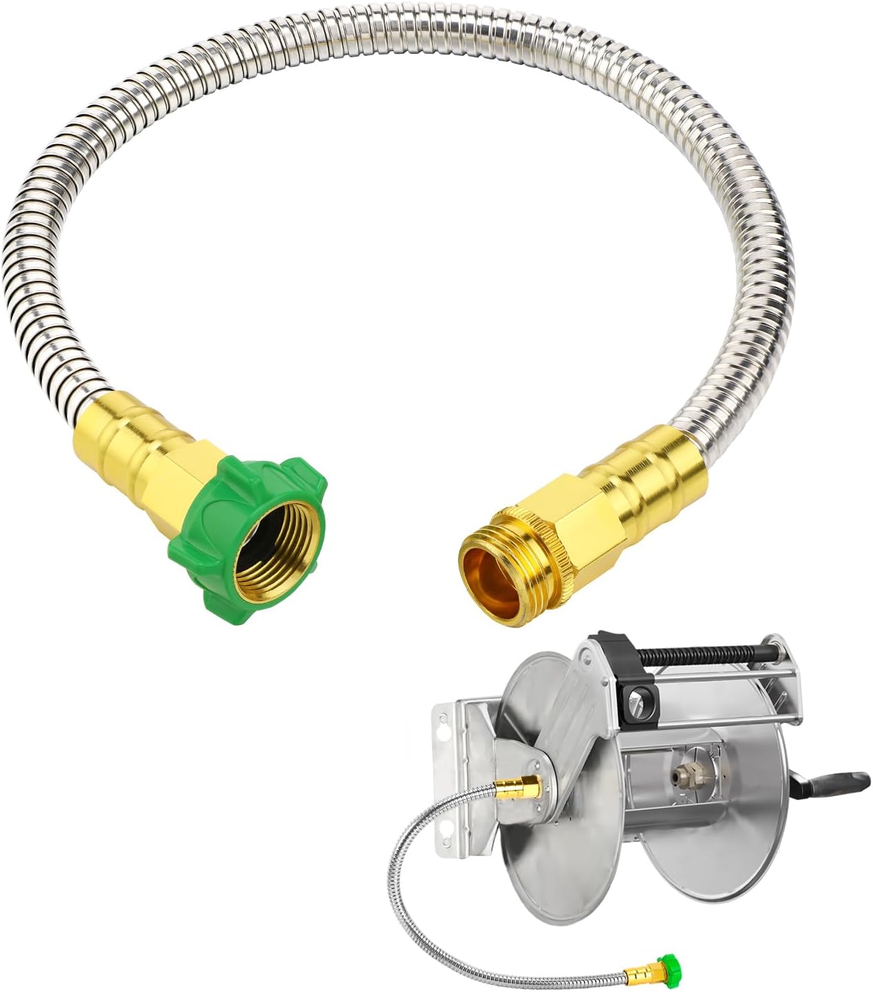 5ft Short Metal Garden Hose with Male to Female Connector
