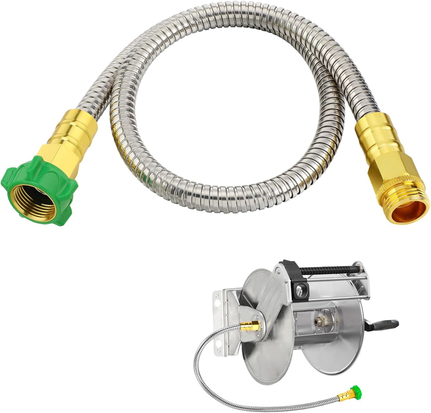 5ft Short Metal Garden Hose with Male to Female Connector