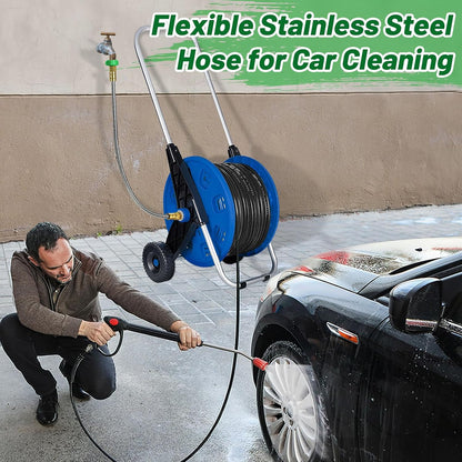 5ft Short Metal Garden Hose with Male to Female Connector
