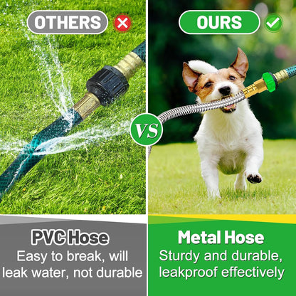 5ft Short Metal Garden Hose with Male to Female Connector
