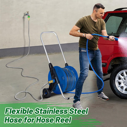 5ft Short Metal Garden Hose with Male to Female Connector