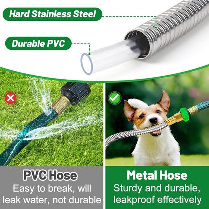5ft Short Metal Garden Hose with Male to Female Connector