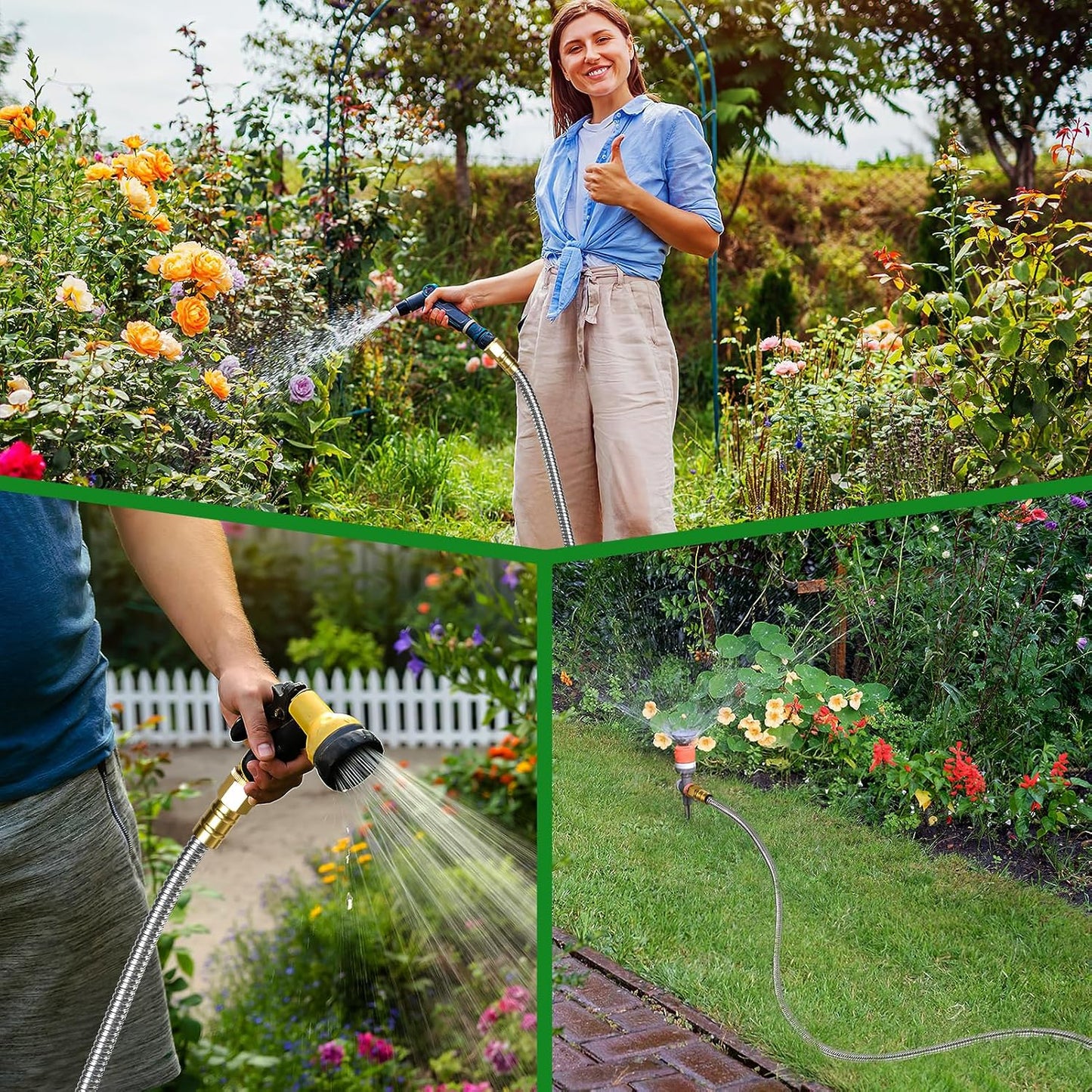 5ft Short Metal Garden Hose with Male to Female Connector