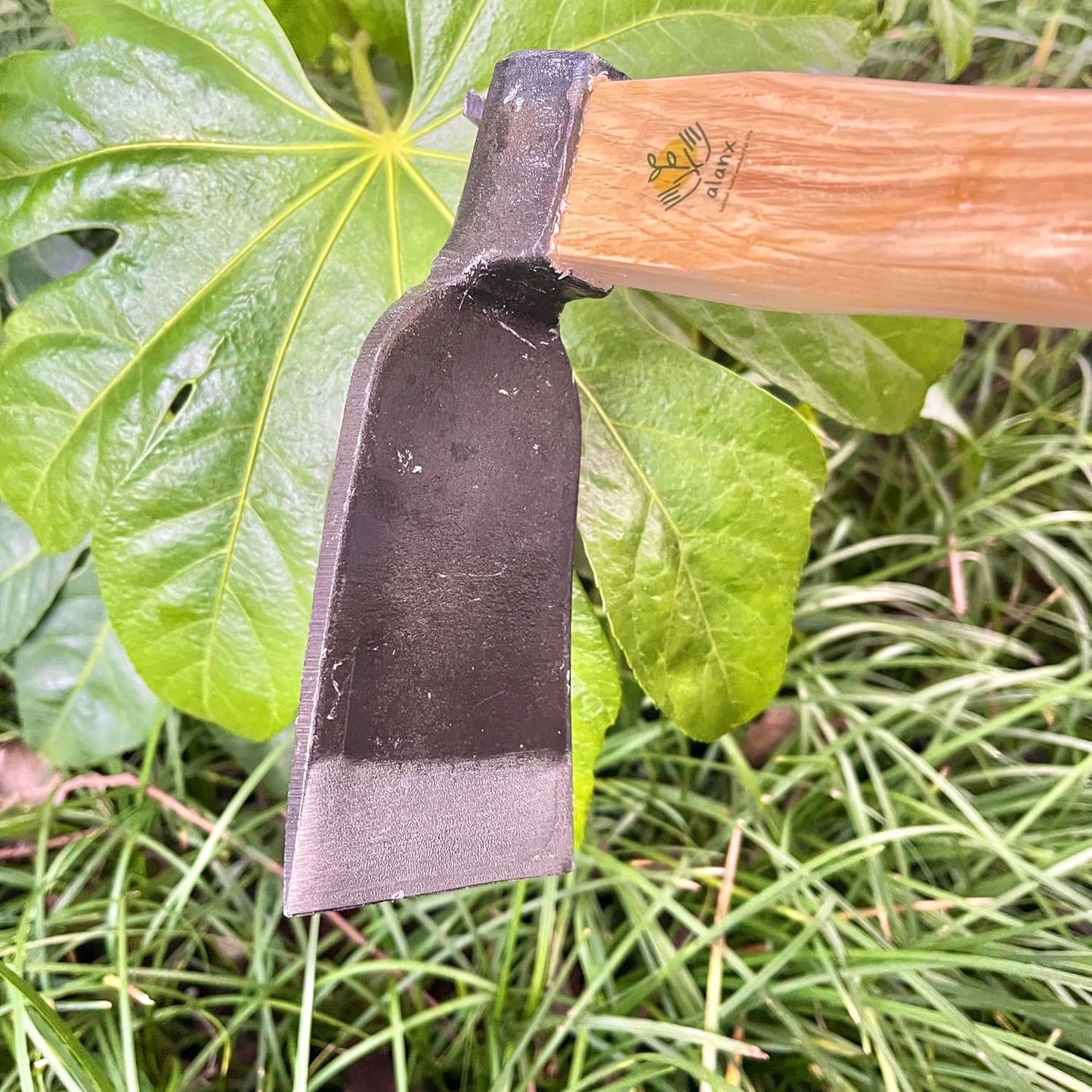 14 Inch Heavy Duty Wide Hoe, Japanese Carbon Steel with Oak Wooden Handle, Without Welding, Garden Tool for Digging, Weeding, and Planting