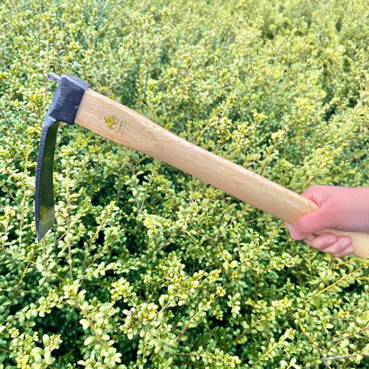 14 Inch Heavy Duty Wide Hoe, Japanese Carbon Steel with Oak Wooden Handle, Without Welding, Garden Tool for Digging, Weeding, and Planting