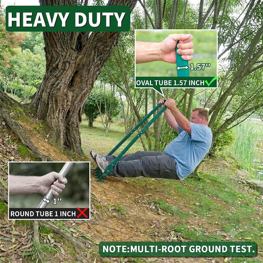 Broadfork Garden Tool with 11.8" Long Tines, 5-Tine Broad Fork for Gardening Heavy Duty, Unbreakable Garden Fork & Hand Tiller for Farm Digging, Crushing, Aerating Soil