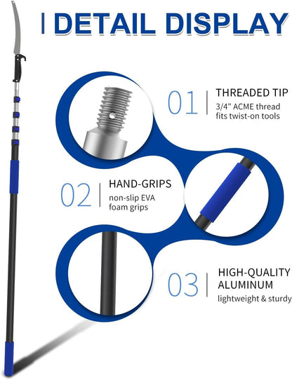 26FT Reach Pole Saws for Tree Trimming, Manual Pruning Pole Saw with 5-20FT Telescoping Extension Pole, Tree Pruner Tree Trimmer with 19" 3X Detachable Saw for Yard Garden Trees Palms Shrubs