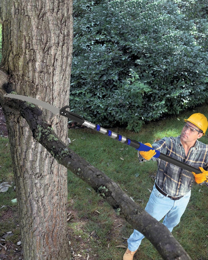 26FT Reach Pole Saws for Tree Trimming, Manual Pruning Pole Saw with 5-20FT Telescoping Extension Pole, Tree Pruner Tree Trimmer with 19" 3X Detachable Saw for Yard Garden Trees Palms Shrubs