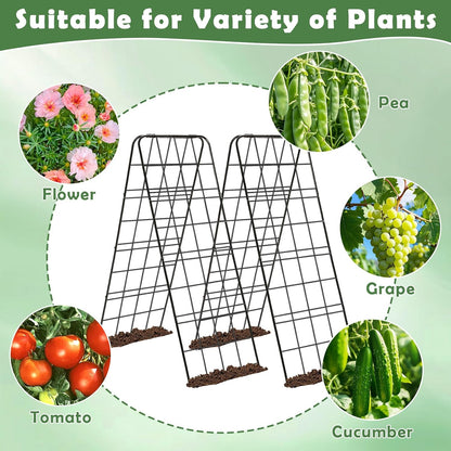 Cucumber Trellis 43.3’’x15.7’’ with Twist Tie and Clips, A-Frame Garden Trellis for Climbing Plants Heavy Duty Metal Plant Support for Cucumber, Grape, Tomato, Pea, Bean, Flower, Raised Bed
