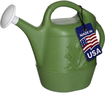 2 Gallon Watering Can - Garden Watering Can for Indoor & Outdoor Plants - Plastic Water Can with Detachable Sprinkler Head - Large Water Pot, Made in USA - Sage Green Pkg/1