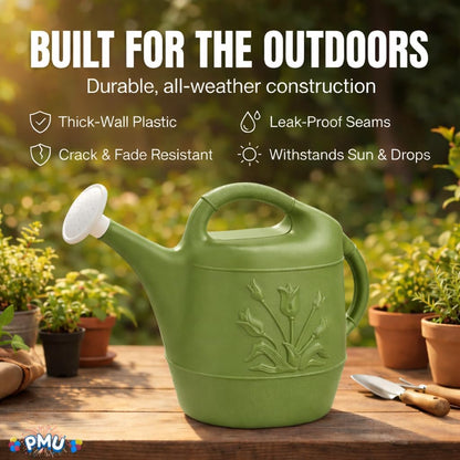 2 Gallon Watering Can - Garden Watering Can for Indoor & Outdoor Plants - Plastic Water Can with Detachable Sprinkler Head - Large Water Pot, Made in USA - Sage Green Pkg/1