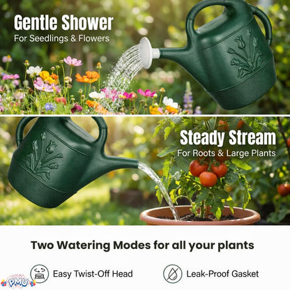 2 Gallon Watering Can - Garden Watering Can for Indoor & Outdoor Plants - Plastic Water Can with Detachable Sprinkler Head - Large Water Pot, Made in USA - Sage Green Pkg/1
