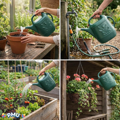2 Gallon Watering Can - Garden Watering Can for Indoor & Outdoor Plants - Plastic Water Can with Detachable Sprinkler Head - Large Water Pot, Made in USA - Sage Green Pkg/1