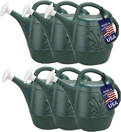 2 Gallon Watering Can - Garden Watering Can for Indoor & Outdoor Plants - Plastic Water Can with Detachable Sprinkler Head - Large Water Pot, Made in USA - Sage Green Pkg/1
