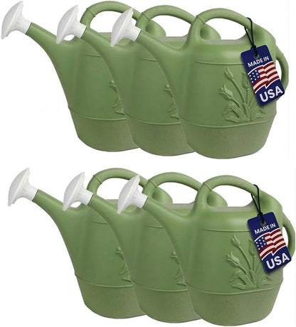 2 Gallon Watering Can - Garden Watering Can for Indoor & Outdoor Plants - Plastic Water Can with Detachable Sprinkler Head - Large Water Pot, Made in USA - Sage Green Pkg/1