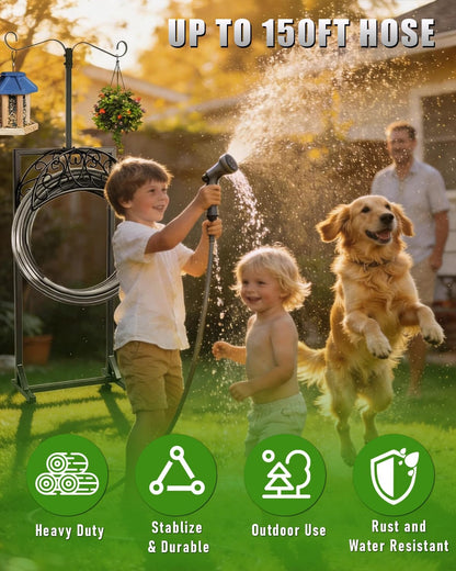 Heavy Duty Garden Hose Holder Freestanding Rustproof, Holds 150FT