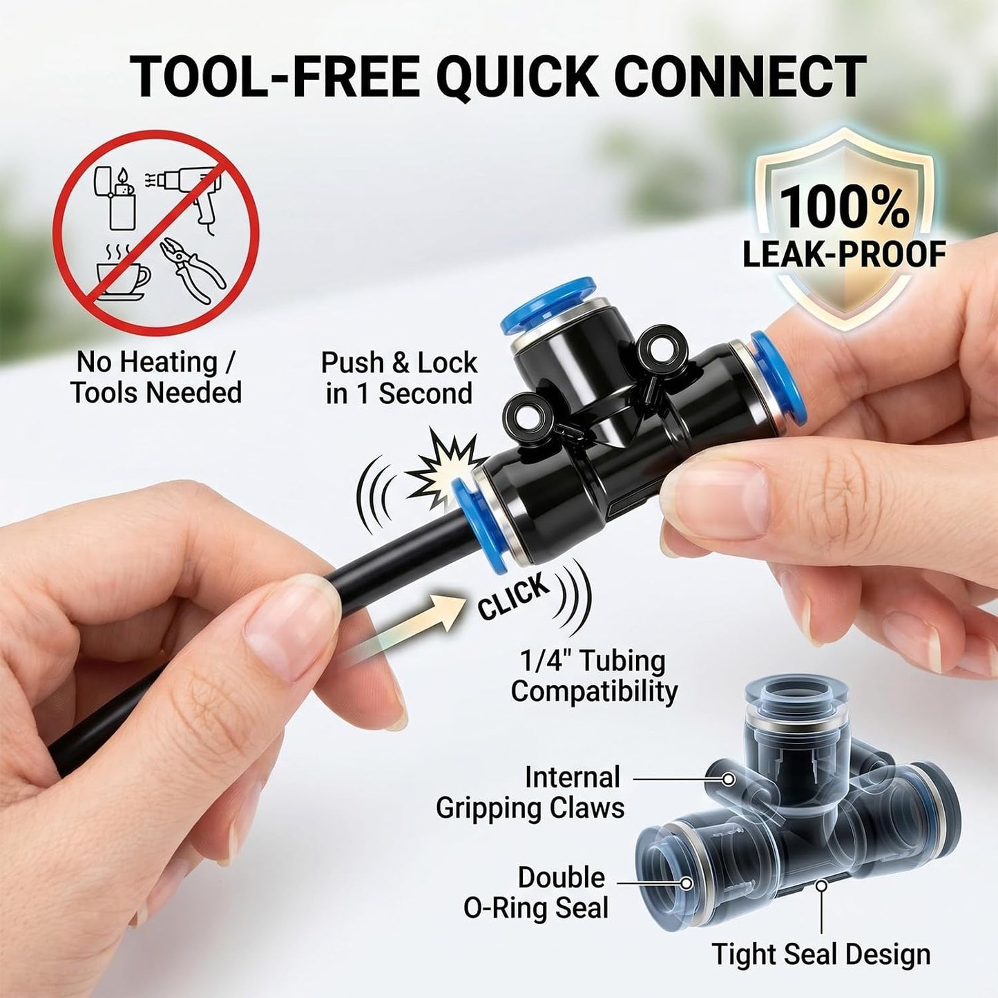 2026-Upgrade 100Ft 1/4" Drip Irrigation System,Garden Watering Kit with 20Pcs 360° Adjustable Copper Nozzles,Automatic Atomizing Sprinkler,DIY for Outdoor,Lawn,Greenhouse,Raised Beds (100FT/20pcs)
