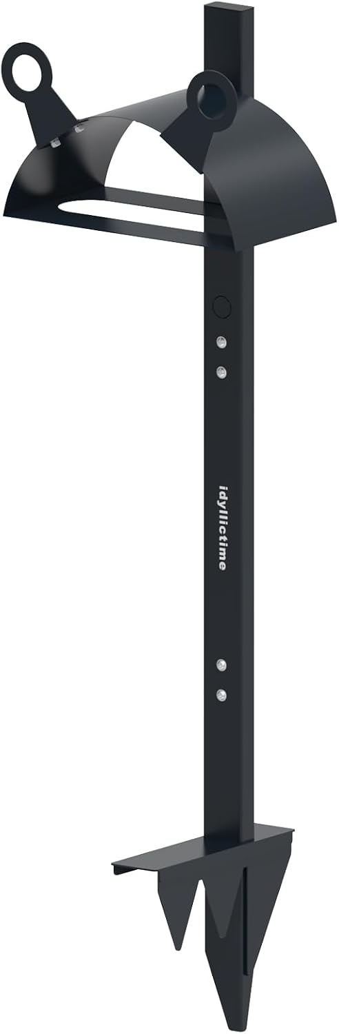 Garden Hose Holder Freestanding for Outside With Tool Storage Heavy Duty 2MM Carbon Steel (Deep Grey, Without Faucet)