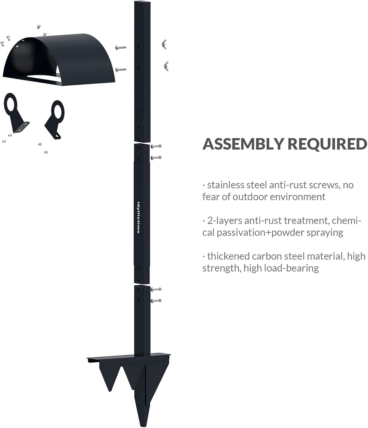 Garden Hose Holder Freestanding for Outside With Tool Storage Heavy Duty 2MM Carbon Steel (Deep Grey, Without Faucet)