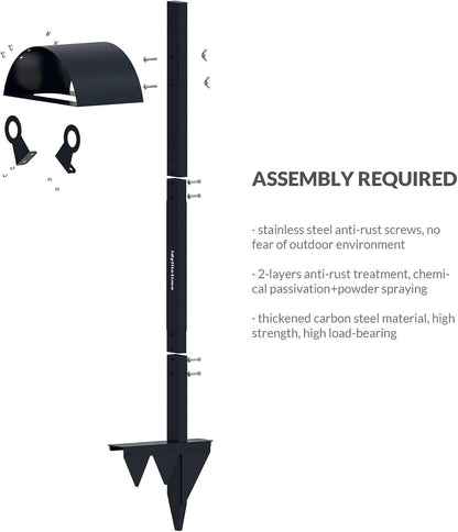 Garden Hose Holder Freestanding for Outside With Tool Storage Heavy Duty 2MM Carbon Steel (Deep Grey, Without Faucet)