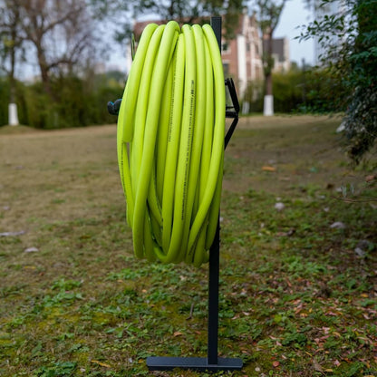 Garden Hose Holder Freestanding for Outside With Tool Storage Heavy Duty 2MM Carbon Steel (Deep Grey, Without Faucet)