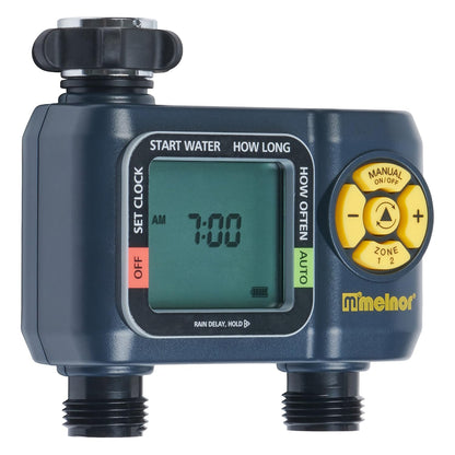 65139AMZ AquaTimer Digital Hose Timer, 2-Zone Programmable Watering Timer, Quick Connect Bundle, Black, Yellow