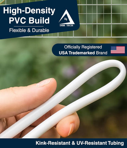® 1/4 Drip Irrigation Tubing, 100 Feet, Flexible PVC Plastic Drip Irrigation Hose for Gardening, Misting, Hydroponics and DIY Landscape Garden Projects, Blank Distribution (100ft, White)