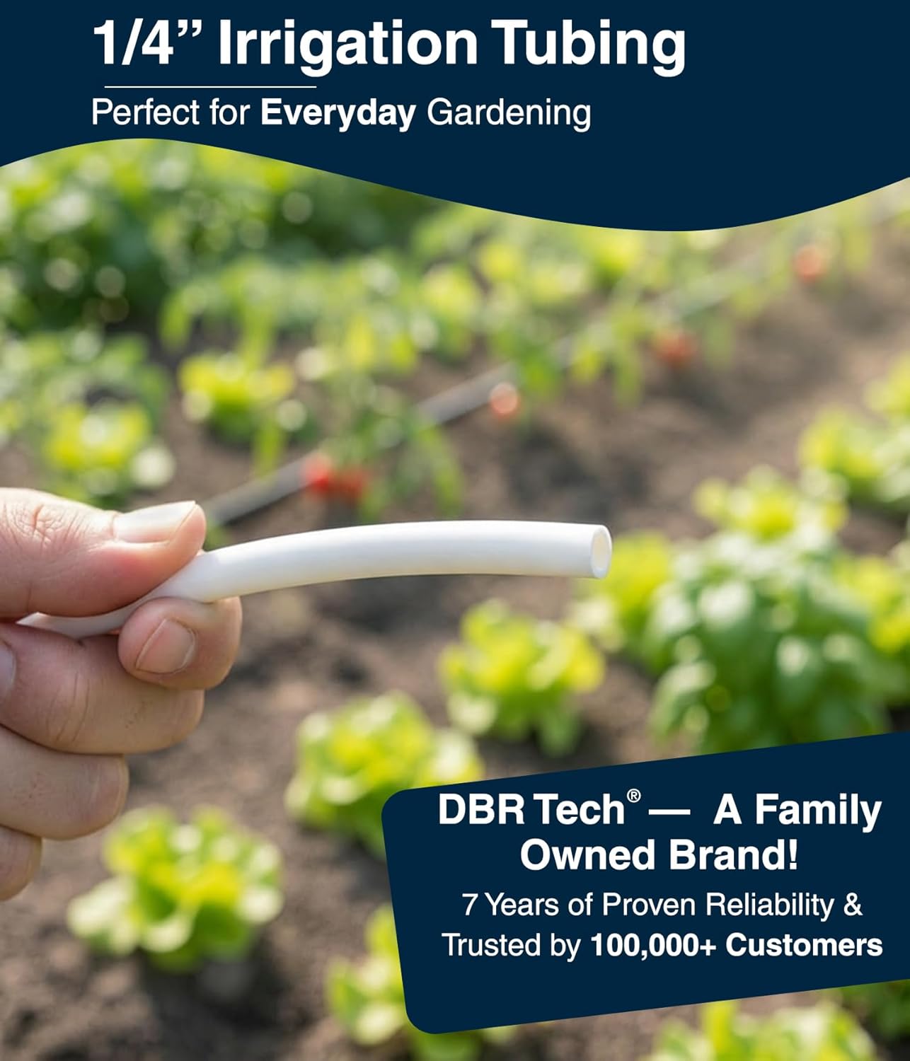 ® 1/4 Drip Irrigation Tubing, 100 Feet, Flexible PVC Plastic Drip Irrigation Hose for Gardening, Misting, Hydroponics and DIY Landscape Garden Projects, Blank Distribution (100ft, White)