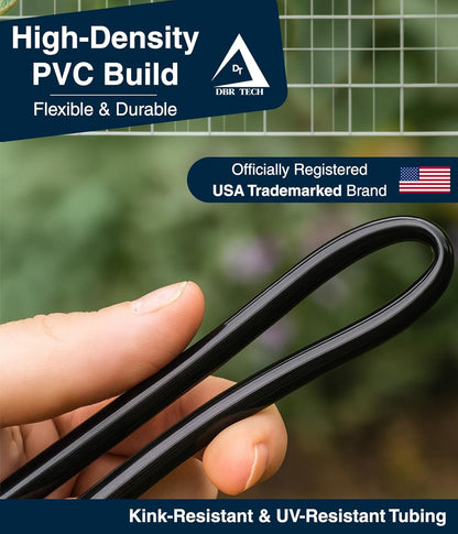 ® 1/4 Drip Irrigation Tubing, 100 Feet, Flexible PVC Plastic Drip Irrigation Hose for Gardening, Misting, Hydroponics and DIY Landscape Garden Projects, Blank Distribution (100ft, White)