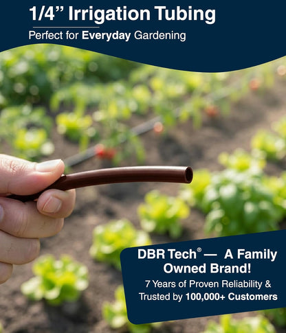 ® 1/4 Drip Irrigation Tubing, 100 Feet, Flexible PVC Plastic Drip Irrigation Hose for Gardening, Misting, Hydroponics and DIY Landscape Garden Projects, Blank Distribution (100ft, White)