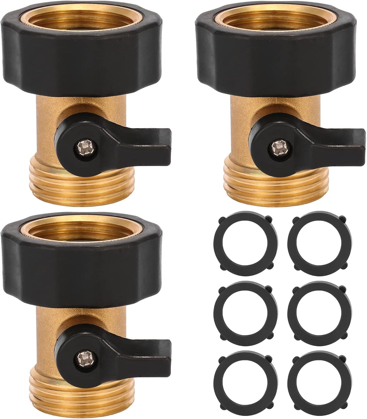 3/4" Brass Garden Hose Shut Off Valve,1-Way Restricted-Flow Water Shut-Off, Fits 3/4 Inch Hose Connector