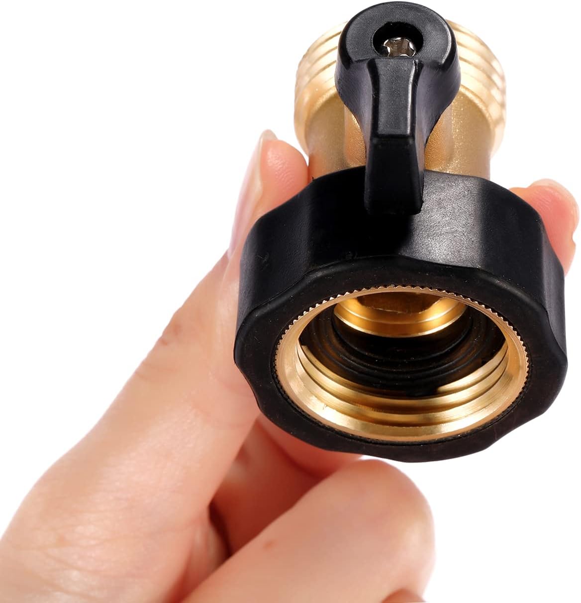 3/4" Brass Garden Hose Shut Off Valve,1-Way Restricted-Flow Water Shut-Off, Fits 3/4 Inch Hose Connector