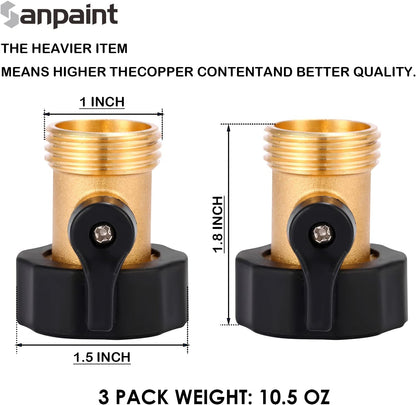 3/4" Brass Garden Hose Shut Off Valve,1-Way Restricted-Flow Water Shut-Off, Fits 3/4 Inch Hose Connector