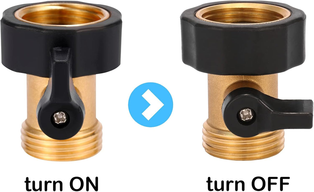 3/4" Brass Garden Hose Shut Off Valve,1-Way Restricted-Flow Water Shut-Off, Fits 3/4 Inch Hose Connector