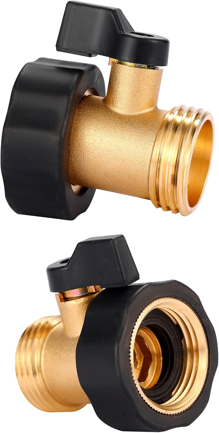 3/4" Brass Garden Hose Shut Off Valve,1-Way Restricted-Flow Water Shut-Off, Fits 3/4 Inch Hose Connector