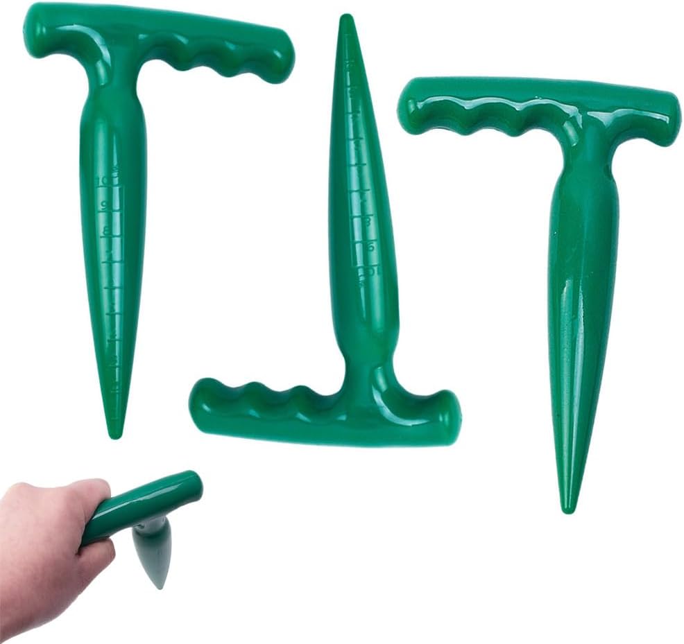 3 Pack Hand Dibber with 4 Inch Measuring Scale Small Plastic Seed Dibber Bulb Planter Tool Seed Planter Herb Seeds Planting Dibbers for Seedlings Vegetable Seeds Garden Kit Tulip Flower Bulbs