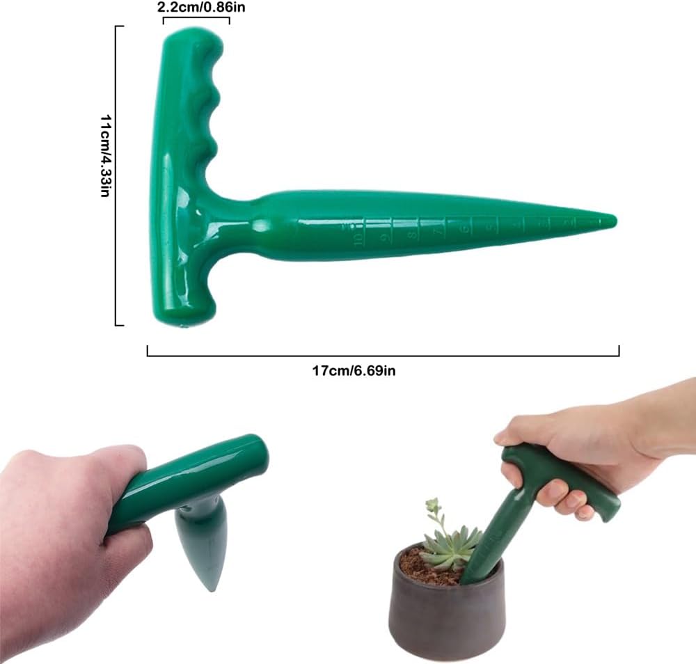 3 Pack Hand Dibber with 4 Inch Measuring Scale Small Plastic Seed Dibber Bulb Planter Tool Seed Planter Herb Seeds Planting Dibbers for Seedlings Vegetable Seeds Garden Kit Tulip Flower Bulbs