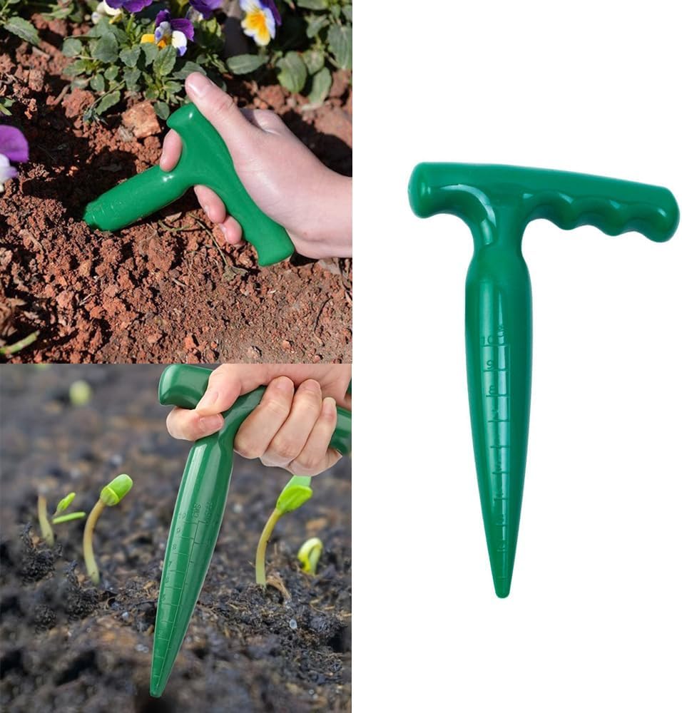 3 Pack Hand Dibber with 4 Inch Measuring Scale Small Plastic Seed Dibber Bulb Planter Tool Seed Planter Herb Seeds Planting Dibbers for Seedlings Vegetable Seeds Garden Kit Tulip Flower Bulbs