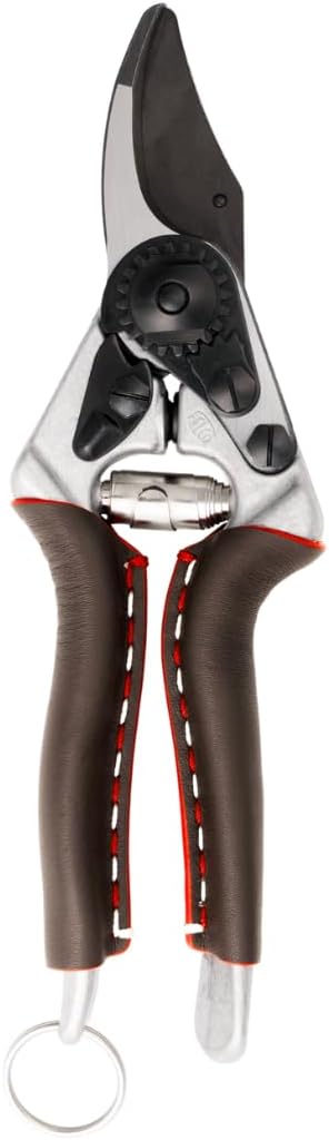 8 ELITE Pruning Shears – 8.3" Swiss-Made Garden Clippers with Leather-Wrapped Handle for Large Right Hand | Hand Pruners for Gardening | Garden Tool Cutter with Bypass Blade, Carbon Steel