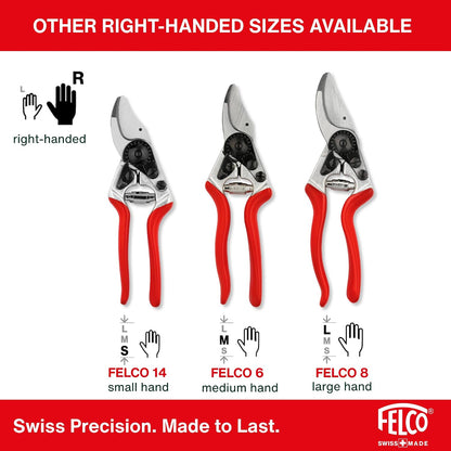 8 ELITE Pruning Shears – 8.3" Swiss-Made Garden Clippers with Leather-Wrapped Handle for Large Right Hand | Hand Pruners for Gardening | Garden Tool Cutter with Bypass Blade, Carbon Steel