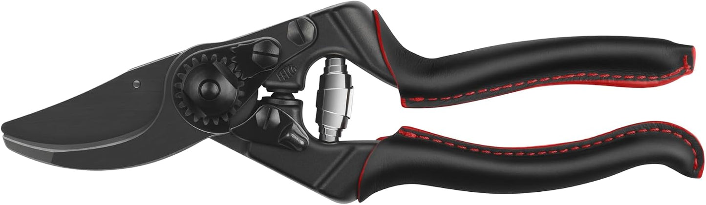 8 ELITE Pruning Shears – 8.3" Swiss-Made Garden Clippers with Leather-Wrapped Handle for Large Right Hand | Hand Pruners for Gardening | Garden Tool Cutter with Bypass Blade, Carbon Steel