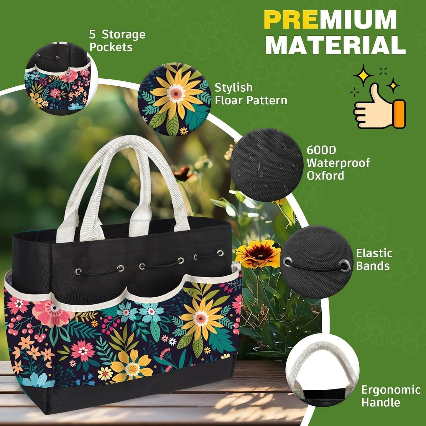 22Pcs Gardening Tools Set for Women Heavy Duty Garden Hand Tool Kit Birthday Gifts for Mom Her Wife Grandma Beginner Gardening Accessories with Tote Bag/Shovel/Repotting Mat/Plant Labels/Gloves-Black