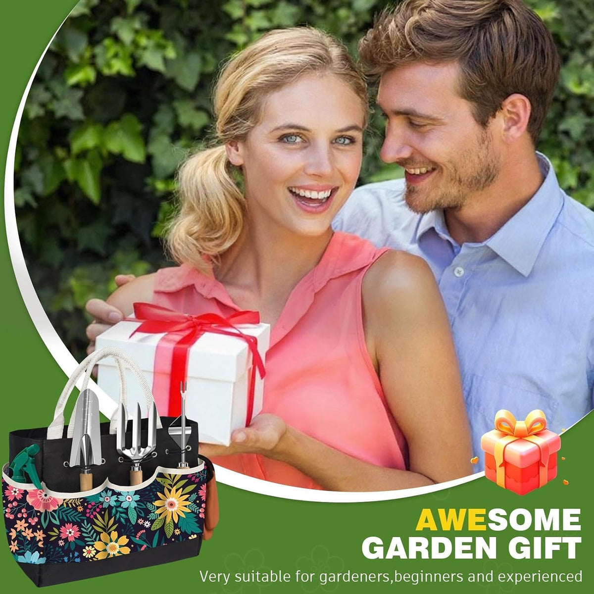 22Pcs Gardening Tools Set for Women Heavy Duty Garden Hand Tool Kit Birthday Gifts for Mom Her Wife Grandma Beginner Gardening Accessories with Tote Bag/Shovel/Repotting Mat/Plant Labels/Gloves-Black