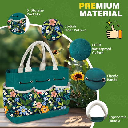 22Pcs Gardening Tools Set for Women Heavy Duty Garden Hand Tool Kit Birthday Gifts for Mom Her Wife Grandma Beginner Gardening Accessories with Tote Bag/Shovel/Repotting Mat/Plant Labels/Gloves-Black