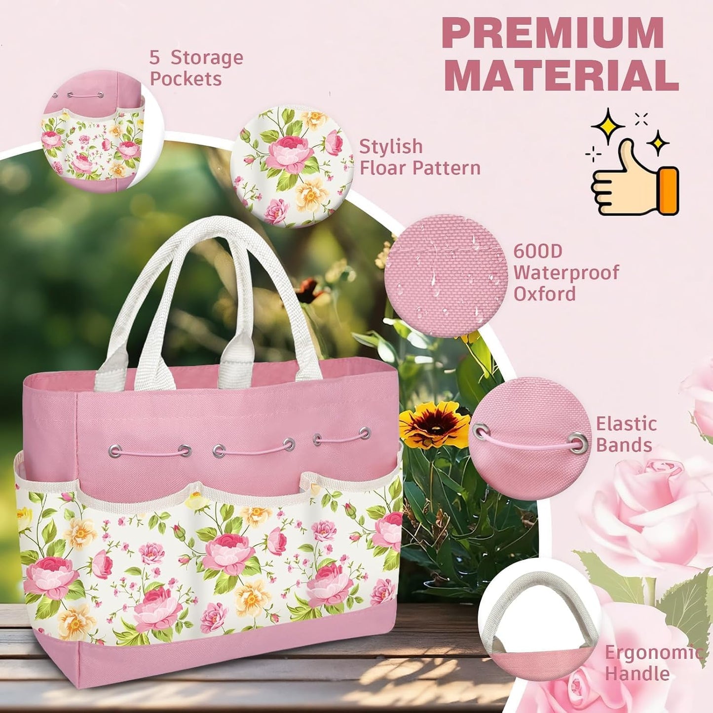 22Pcs Gardening Tools Set for Women Heavy Duty Garden Hand Tool Kit Birthday Gifts for Mom Her Wife Grandma Beginner Gardening Accessories with Tote Bag/Shovel/Repotting Mat/Plant Labels/Gloves-Black