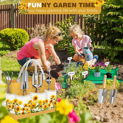 22Pcs Gardening Tools Set for Women Heavy Duty Garden Hand Tool Kit Birthday Gifts for Mom Her Wife Grandma Beginner Gardening Accessories with Tote Bag/Shovel/Repotting Mat/Plant Labels/Gloves-Black