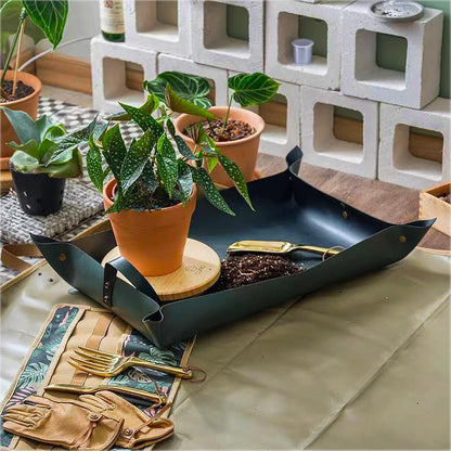 Plant Repotting Mat,Waterproof Leather Plant Transplanting Mats,Indoor Succulent Potting Mat for Change Soil and Watering,Portable Gardening Mats for Transplant and Mess Control (30" X 18",Brown)