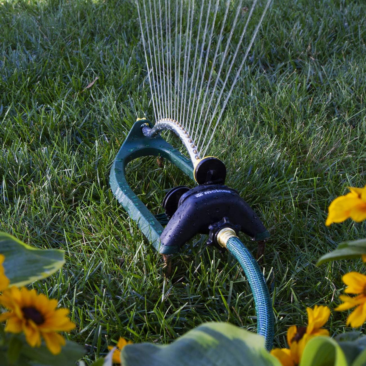 65048-AMZ Oscillating Sprinkler with Brass Nozzles and QuickConnect Product Adapter Set, 3,400 sq. ft, Amazon Bundle
